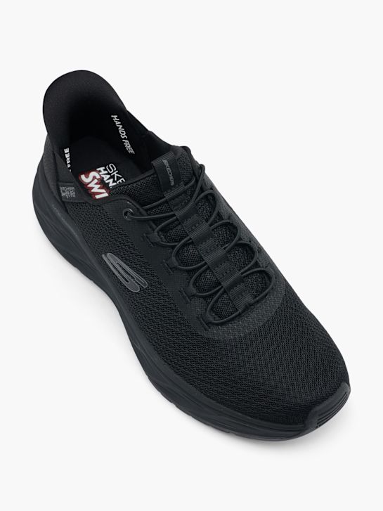 skechers de risco passeio swift ajuste slip-on treinador preto deichmann