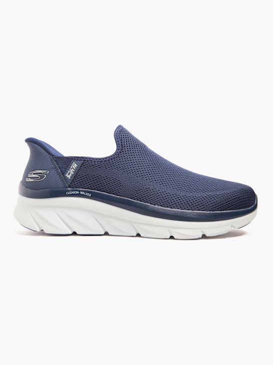 skechers almofada walker swift ajuste slip-on treinador azul deichmann