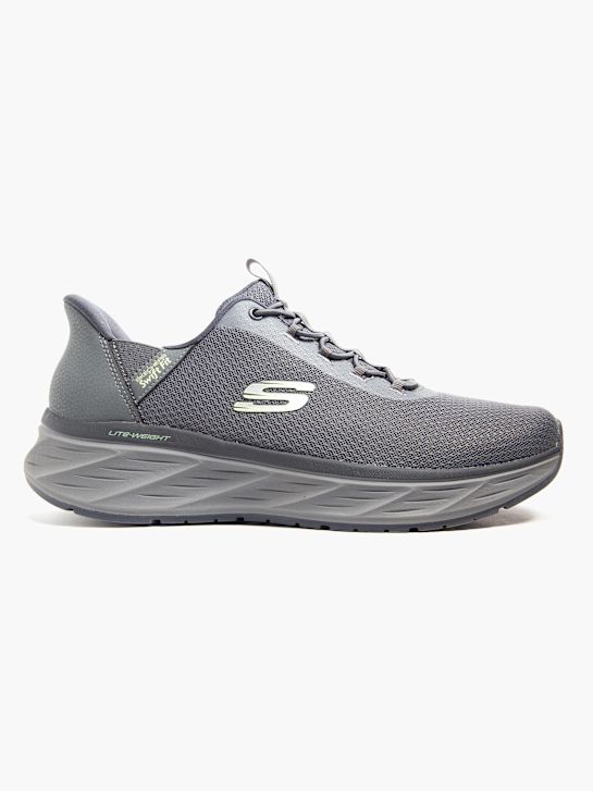 skechers de risco passeio swift ajuste slip-on treinador cinza deichmann