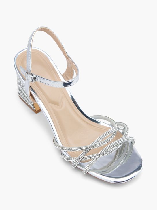 trufas de salto da sandália de prata deichmann