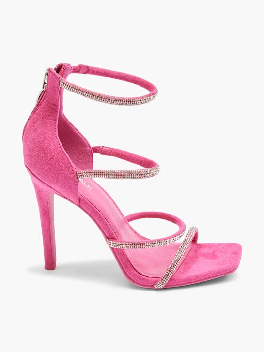 passarela sandália de salto alto cor-de-rosa deichmann