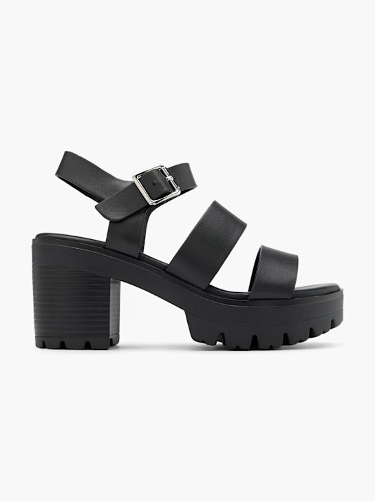 passarela sandália de salto preto deichmann