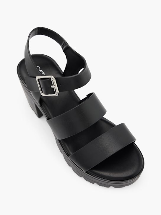 passarela sandália de salto preto deichmann
