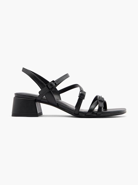 passarela sandália de salto preto deichmann
