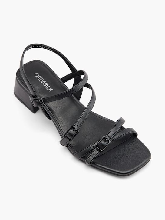 passarela sandália de salto preto deichmann