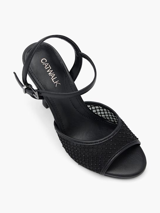 passarela sandália de salto preto deichmann
