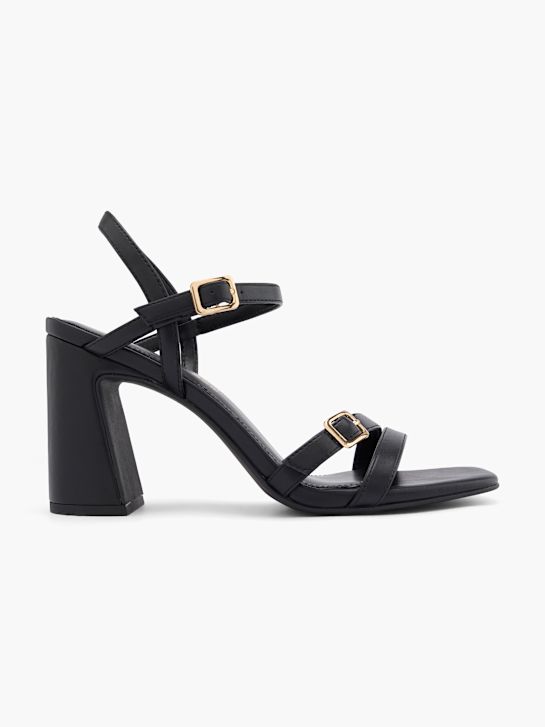 passarela sandália de salto preto deichmann