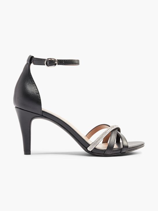 passarela sandália de salto preto deichmann