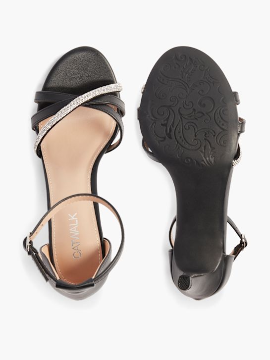 passarela sandália de salto preto deichmann