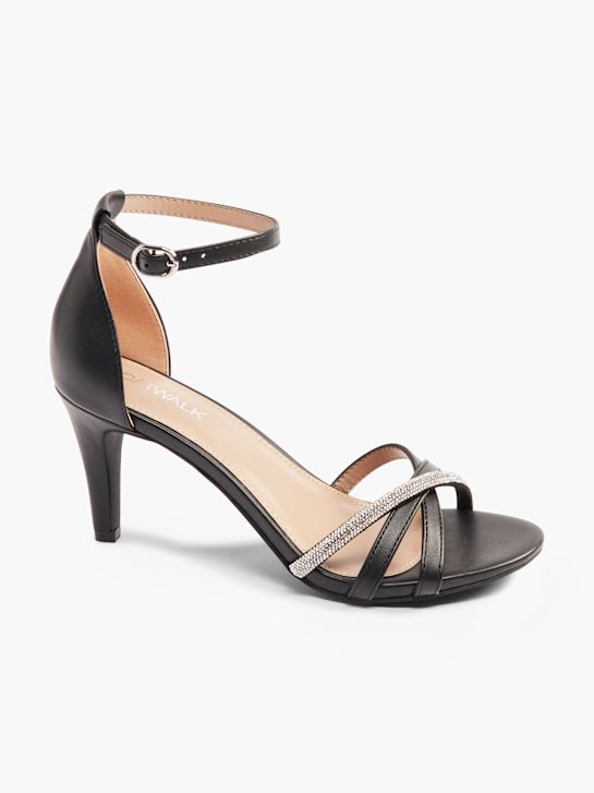 passarela sandália de salto preto deichmann