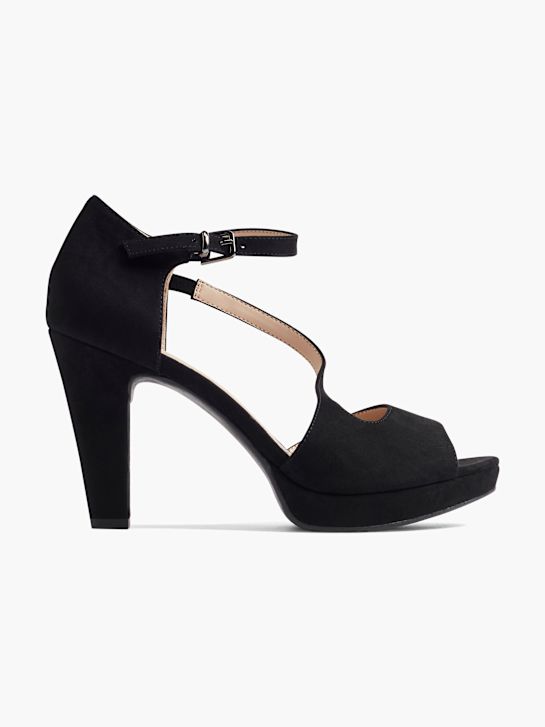 graceland peep toe calcanhar preto deichmann