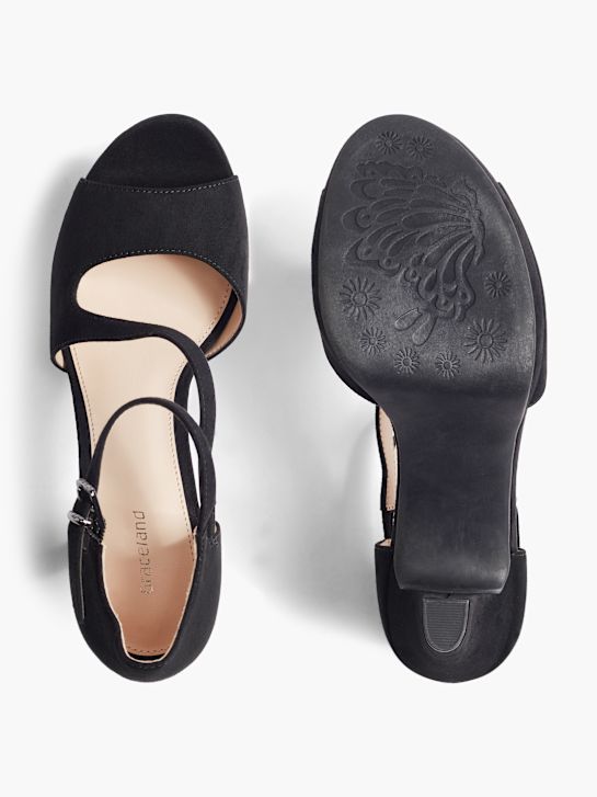 graceland peep toe calcanhar preto deichmann