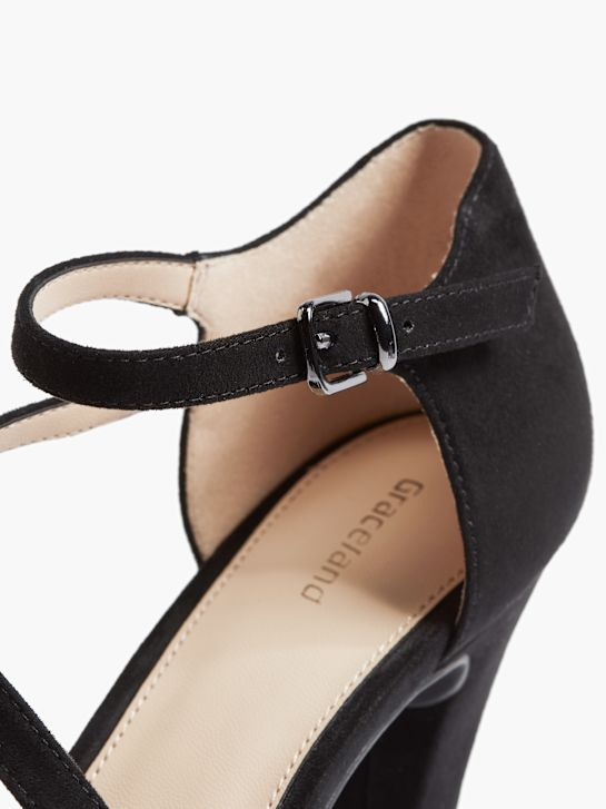 graceland peep toe calcanhar preto deichmann