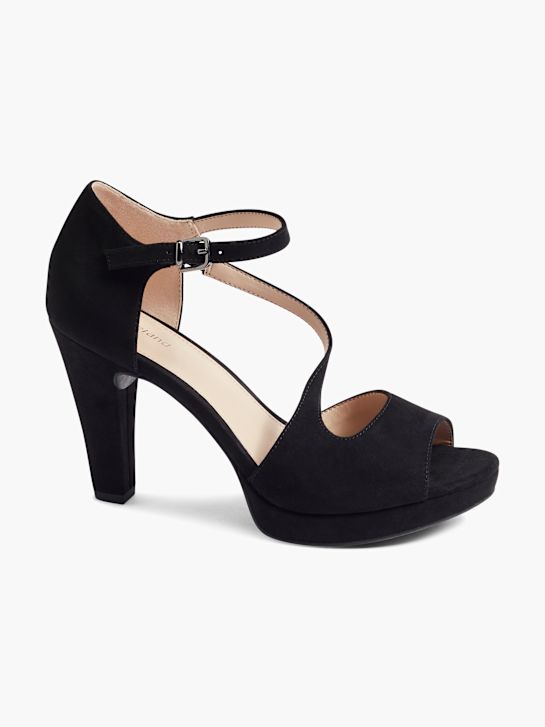 graceland peep toe calcanhar preto deichmann