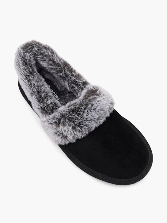 hush puppies de pelúcia chinelo preto deichmann