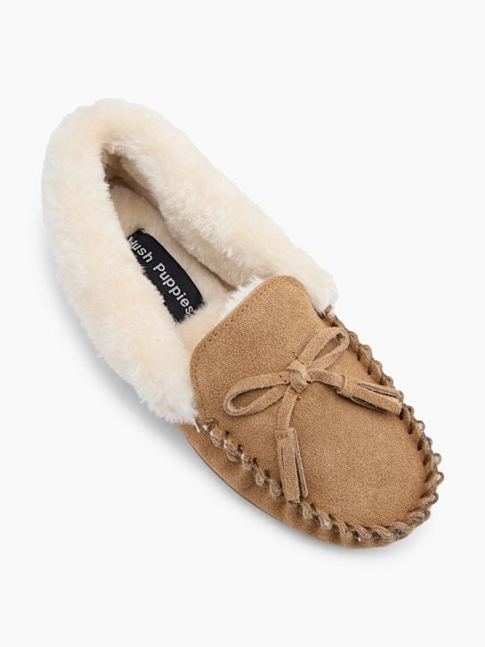 hush puppies de pelúcia chinelo bege deichmann