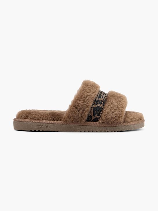 esprit de pelúcia chinelo marrom deichmann