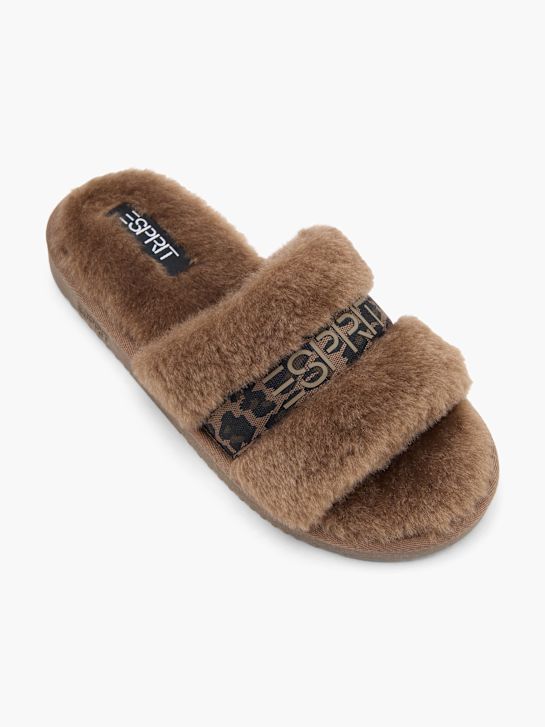 esprit de pelúcia chinelo marrom deichmann