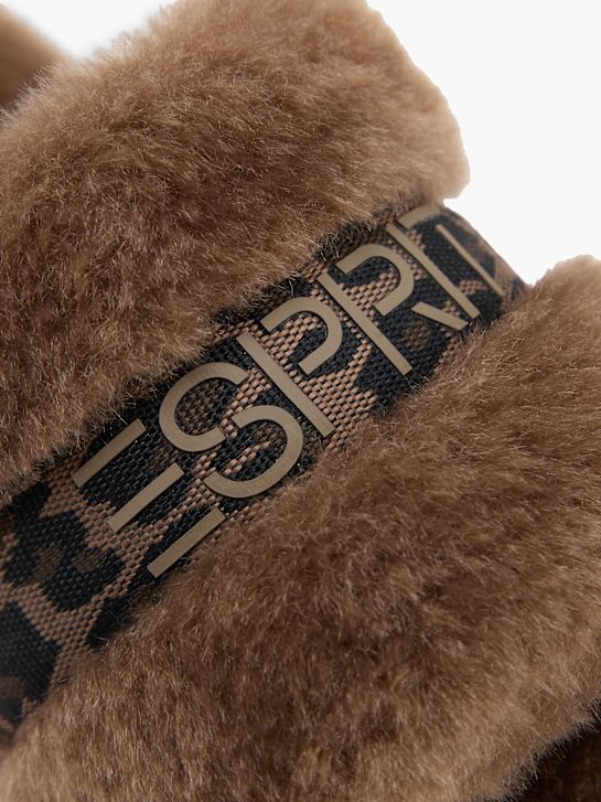 esprit de pelúcia chinelo marrom deichmann