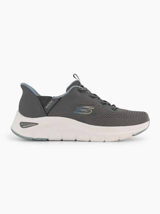 skechers arco conforto amp swift ajuste slip-on treinador cinza deichmann