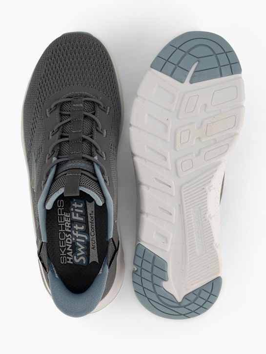 skechers arco conforto amp swift ajuste slip-on treinador cinza deichmann