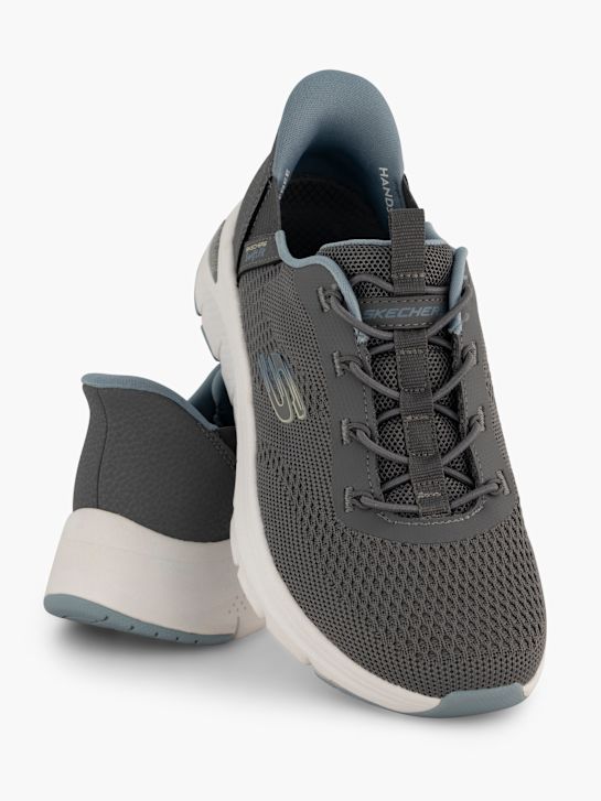 skechers arco conforto amp swift ajuste slip-on treinador cinza deichmann