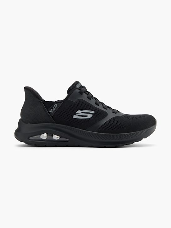 skechers con air amp swift ajuste slip-on treinador preto deichmann