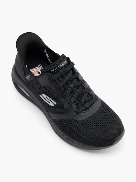 skechers con air amp swift ajuste slip-on treinador preto deichmann