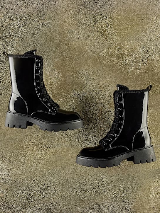passarela lace-up bota preta deichmann